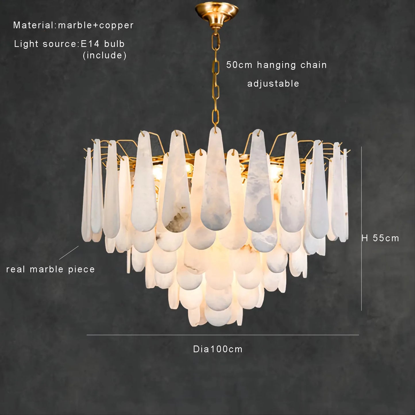 Luxury Nordic Marble Brass Chandeliers