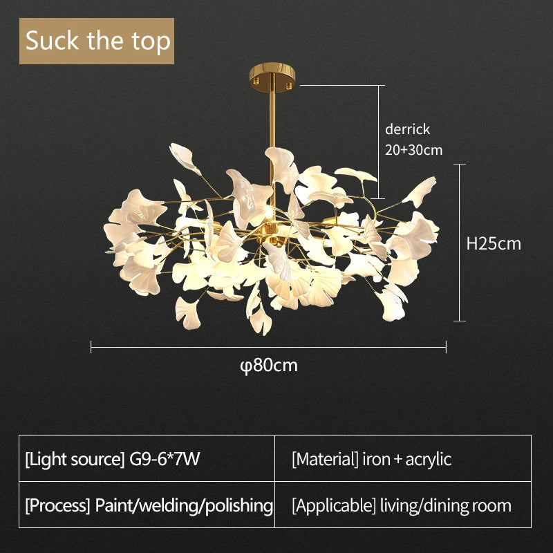 Luxury Ginkgo Leaf Chandelier