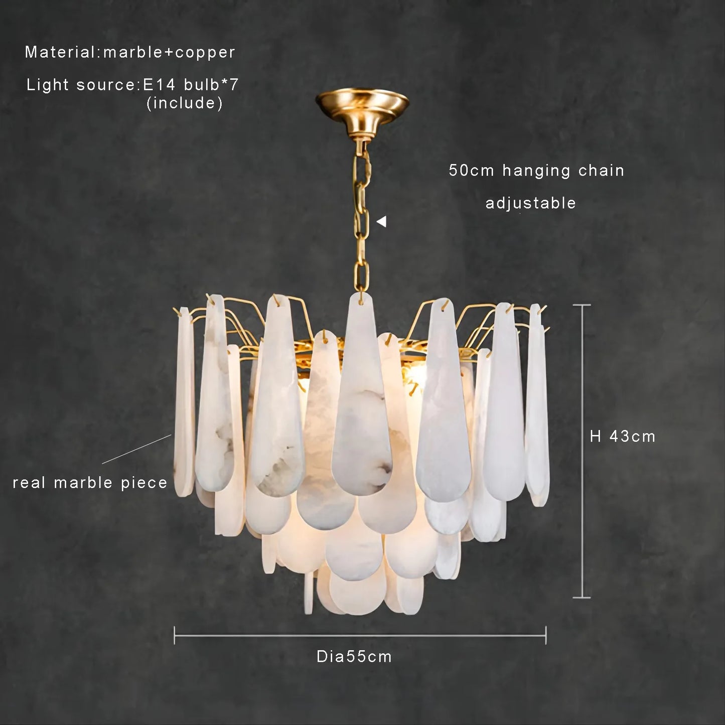 Luxury Nordic Marble Brass Chandeliers