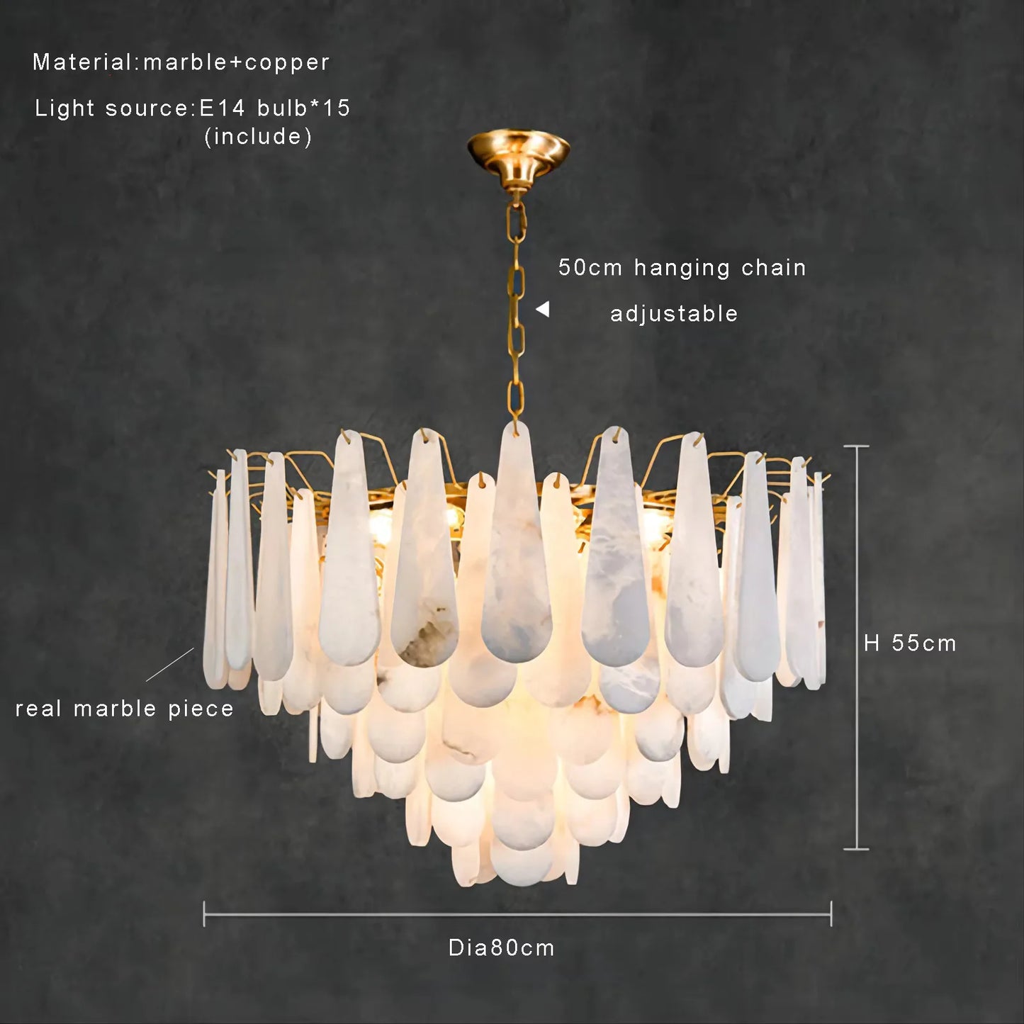 Luxury Nordic Marble Brass Chandeliers